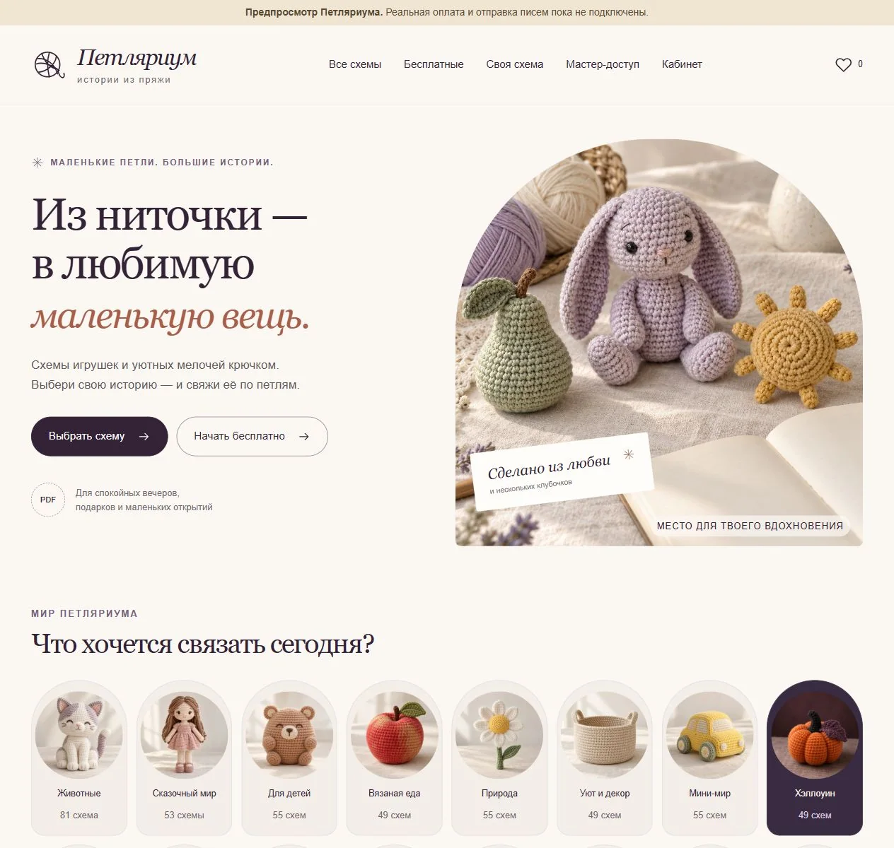 Главный материал кейса «Петляриум — каталог авторских PDF-схем вязания»